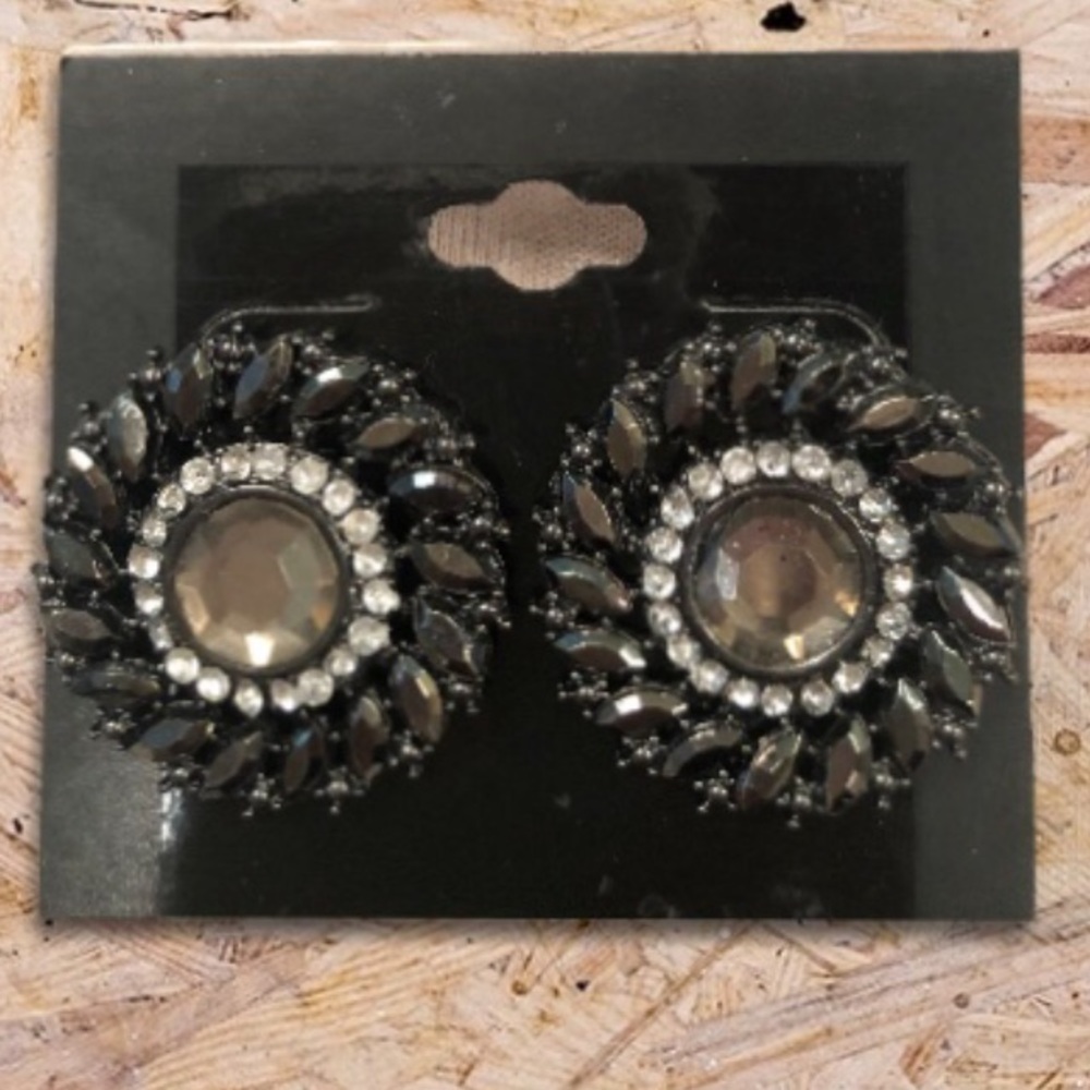 Large Round Rhinestone Earrings